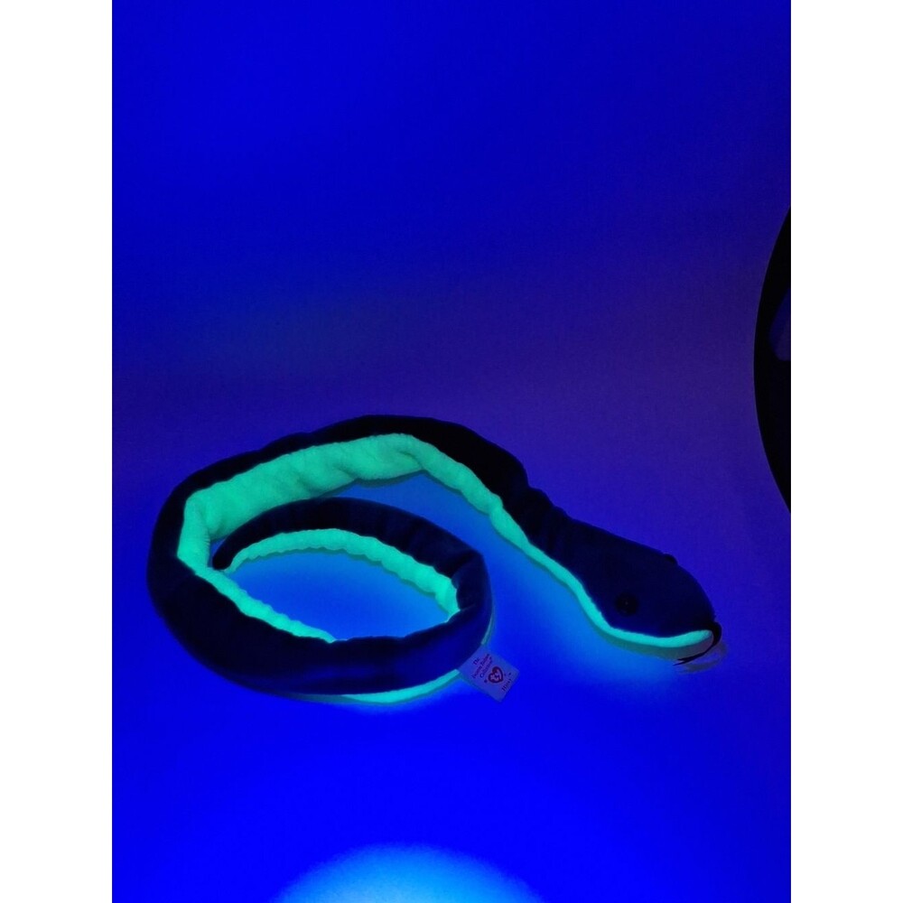 Ty Hissy Beanie Babies Snake - Blacklight Compatible Green & Yellow